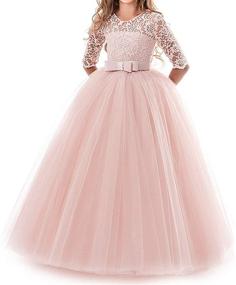 img 4 attached to NNJXD Girls Princess Pageant Dress for Prom, Ball Gowns, Wedding Party, and Flower Girl Dresses
