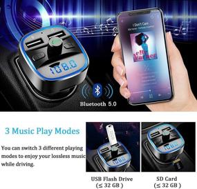 img 2 attached to 🚗 Comsoon Обновленный Bluetooth FM-трансмиттер для автомобиля - Усовершенствованный автомобильный адаптер MP3-плеер с громкой связью, двумя портами USB, светодиодным экраном, поддержкой SD/TF-карт и USB-флеш-накопителей