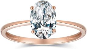 img 4 attached to 1.5 Carat Moissanite Oval Cut Forever Classic Engagement Ring - Solid 14K Rose Gold Band, Plain Wedding Ring Stackable with Brilliance