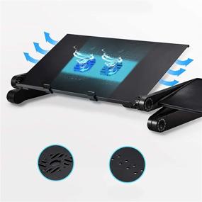 img 1 attached to 💻 OIF Folding Laptop Table: Adjustable Stand with Cooling USB Fans & Detachable Mouse Pad - Black (42x26cm)