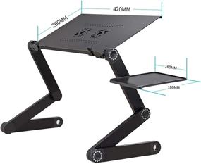 img 3 attached to 💻 OIF Folding Laptop Table: Adjustable Stand with Cooling USB Fans & Detachable Mouse Pad - Black (42x26cm)