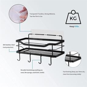 img 2 attached to 🚿 Efficient Shower Caddy Basket Shelf: 2-Pack Bathroom Storage Rack with Hooks - No Drilling Needed! 304 Stainless Steel Shower Shelves for Bathroom, Kitchen, Toilet, Dorm (Black)