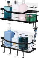 🚿 efficient shower caddy basket shelf: 2-pack bathroom storage rack with hooks - no drilling needed! 304 stainless steel shower shelves for bathroom, kitchen, toilet, dorm (black) logo