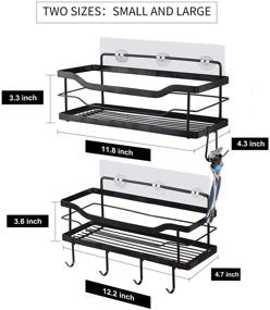 img 3 attached to 🚿 Efficient Shower Caddy Basket Shelf: 2-Pack Bathroom Storage Rack with Hooks - No Drilling Needed! 304 Stainless Steel Shower Shelves for Bathroom, Kitchen, Toilet, Dorm (Black)