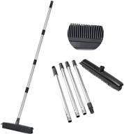 pet hair remover rubber broom floor brush with squeegee & telescopic handle pole for carpets - efficient cleaning tool logo