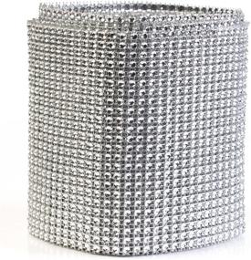 img 2 attached to Sparkling HUJI Diamond Silver Rhinestone Mesh Ribbon Wrap – Perfect for Elegant Wedding Decor, Gifts, Party Supplies, and Cake Decorations (30 Feet, Silver Diamond Rhinestone)