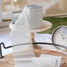 img 1 attached to Sparkling HUJI Diamond Silver Rhinestone Mesh Ribbon Wrap – Perfect for Elegant Wedding Decor, Gifts, Party Supplies, and Cake Decorations (30 Feet, Silver Diamond Rhinestone)