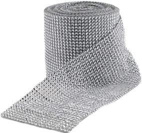 img 4 attached to Sparkling HUJI Diamond Silver Rhinestone Mesh Ribbon Wrap – Perfect for Elegant Wedding Decor, Gifts, Party Supplies, and Cake Decorations (30 Feet, Silver Diamond Rhinestone)
