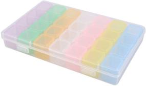 img 4 attached to Adjustable Plastic Storage Box with 28 Slots for Diamond Painting Accessories and Jewelry- Mix Color