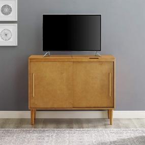 img 1 attached to 🎥 Crosley Furniture Everett Mid-Century Modern Media Console, Acorn: Sleek Storage Solution for Your Entertainment Needs