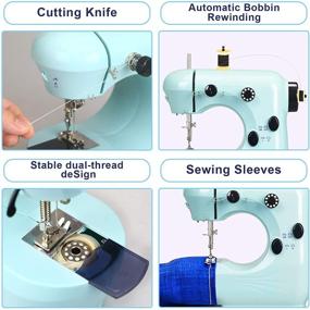 img 1 attached to 🧵 Portable Mini Sewing Machine for Beginners: Lightweight, Household-friendly with Extension Table, Double Thread, Free Arm, and Adjustable 2-Speed Foot Pedal - Ideal for Home and Travel Use