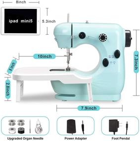 img 3 attached to 🧵 Portable Mini Sewing Machine for Beginners: Lightweight, Household-friendly with Extension Table, Double Thread, Free Arm, and Adjustable 2-Speed Foot Pedal - Ideal for Home and Travel Use