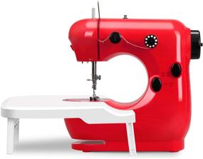 img 4 attached to 🧵 Portable Mini Sewing Machine for Beginners: Lightweight, Household-friendly with Extension Table, Double Thread, Free Arm, and Adjustable 2-Speed Foot Pedal - Ideal for Home and Travel Use