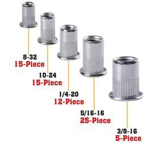 img 1 attached to 🔩 Versatile Stainless Steel Rivet Nuts Kit: 5/16-18 Thread with 8-32, 10-24, 1/4-20, 3/8-16 Assortment - Flat Head Rivnuts Nutserts for Efficient Threaded Rivet Insertion