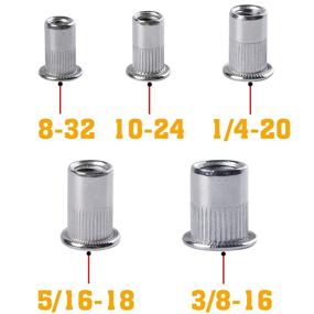 img 2 attached to 🔩 Versatile Stainless Steel Rivet Nuts Kit: 5/16-18 Thread with 8-32, 10-24, 1/4-20, 3/8-16 Assortment - Flat Head Rivnuts Nutserts for Efficient Threaded Rivet Insertion