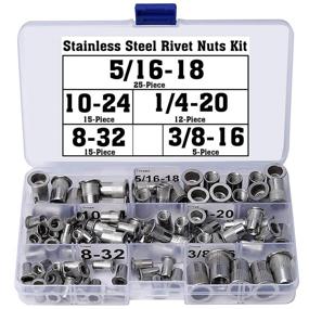 img 4 attached to 🔩 Versatile Stainless Steel Rivet Nuts Kit: 5/16-18 Thread with 8-32, 10-24, 1/4-20, 3/8-16 Assortment - Flat Head Rivnuts Nutserts for Efficient Threaded Rivet Insertion