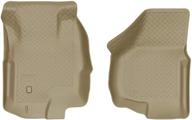 🚘 husky liners - 33903 ford excursion classic style front floor mats tan, fit 2000-2005 models logo