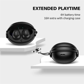 img 3 attached to 🎧 Беспроводные Bluetooth наушники TriLink: настоящая беспроводная внутриканальная гарнитура с уникальным дизайном брелока и зарядным футляром, Bluetooth 5.0, 20 часов воспроизведения, защита от воды IPX5, стереозвонки, встроенный микрофон