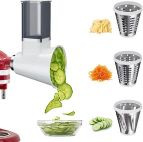 img 4 attached to BANKKY Slicer Shredder Attachment - Vegetable Chopper Set for KitchenAid Stand Mixer, Cheese Grater Accessories with 3 Blades (White)
