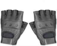 premium black x-large leather fingerless men's motorcycle driving gloves - raider bcs-500-xl logo