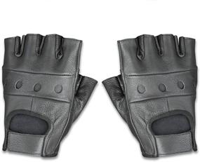 img 2 attached to Premium Black X-Large Leather Fingerless Men's Motorcycle Driving Gloves - Raider BCS-500-XL