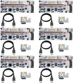 img 4 attached to 🔌 BEYIMEI PCI-E 1X в 16X Riser Card, GPU адаптер карты, с 0,6 м USB 3.0 кабелем-удлинителем, интерфейсом 6PIN / 4PIN / SATA, для майнинга биткоинов и криптовалют Ethereum Mining ETH (VER010-X, упаковка из 6 шт.)