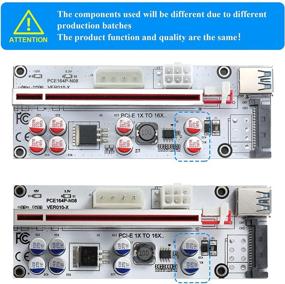 img 2 attached to 🔌 BEYIMEI PCI-E 1X в 16X Riser Card, GPU адаптер карты, с 0,6 м USB 3.0 кабелем-удлинителем, интерфейсом 6PIN / 4PIN / SATA, для майнинга биткоинов и криптовалют Ethereum Mining ETH (VER010-X, упаковка из 6 шт.)