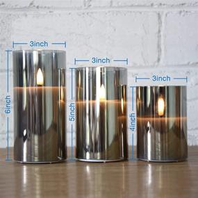 img 3 attached to 🕯️ Eywamage Gray Glass Flameless Candles with Remote, Flickering LED Battery Candles 3 Pack for Home Seasonal Decoration Gifts, Diameter 3 Inches, Height 4, 5, and 6 Inches