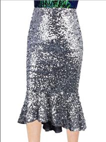 img 3 attached to 👗 VIJIV Plus Size Glitter Mermaid Skirt for Women - High Waist Long Sequin Bridesmaid Fishtail Pencil Skirt, Perfect for Parties