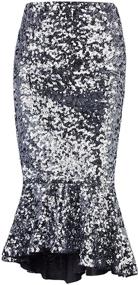 img 4 attached to 👗 VIJIV Plus Size Glitter Mermaid Skirt for Women - High Waist Long Sequin Bridesmaid Fishtail Pencil Skirt, Perfect for Parties