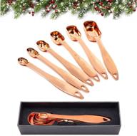 🎁 copper measuring spoons gift set of 6 - perfect christmas present for men/women. elegant packaging to make an impression. high-quality, durable, distinctive. slim, practical design. luxurious copper rose gold finish. logo