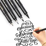 🖊️ refillable hand lettering pens set - 4 sizes, modern black ink calligraphy pen for beginner writing, signatures, illustration design logo