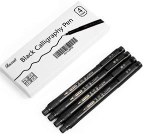 img 3 attached to 🖊️ Refillable Hand Lettering Pens Set - 4 Sizes, Modern Black Ink Calligraphy Pen for Beginner Writing, Signatures, Illustration Design