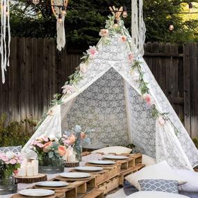 img 4 attached to Lace Teepee Tent for Adults with Carry Bag - Tiny Land's Huge 87-inch Tall Tipi for Weddings, Parties, Photos - 5-Pole Lace Tipi for Indoor & Outdoor Use