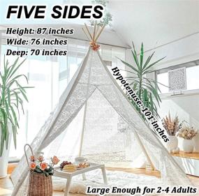 img 3 attached to Lace Teepee Tent for Adults with Carry Bag - Tiny Land's Huge 87-inch Tall Tipi for Weddings, Parties, Photos - 5-Pole Lace Tipi for Indoor & Outdoor Use