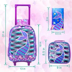 img 2 attached to 🧜 Mermaid-themed Wheeled Rolling Backpack Bookbag