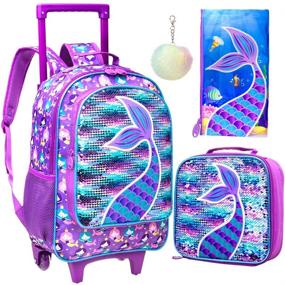 img 4 attached to 🧜 Mermaid-themed Wheeled Rolling Backpack Bookbag