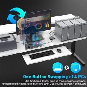 img 2 attached to 🔁 High-performance USB 3.0 Switcher Selector - Aluminum KVM Switcher for 4 Computers Sharing 4 USB Devices, Including Printer, Mouse, Scanner - One-Button Swapping with 4 Male Cable Pack