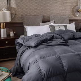 img 3 attached to 🛏️ Deluxe King Size All Season Down Comforter – 100% Egyptian Cotton 1000 Thread Count – 750 Fill Power with Tabs – Three Geese Goose Down Duvet Insert for Ultimate Warmth