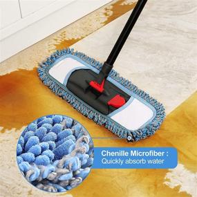 img 2 attached to 🧹 CLEANHOME Dust Mop: Premium Microfiber Dry & Wet Flat Mops for Tile Floors - Includes Extra Chenille Refill Pad for Hardwood, Tile, Marble Floors