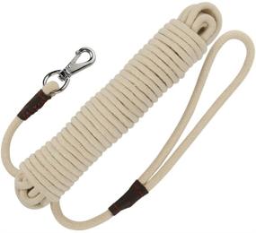 img 2 attached to 🐾 Ultimate Control: PepPet 16-65 Ft Extra Heavy Duty Cotton Rope Dog Training Leash for Large/Medium/Small Dogs - Training and Walking Made Easy