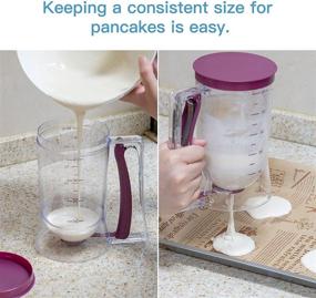 img 3 attached to 🥞 Pancake Batter Dispenser - Squeeze Handle & Measuring Label for Precise Baking - Ideal Tool for Cupcakes, Waffles, Muffins, Crepes, Cakes, and More (1)