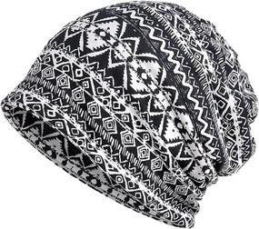 img 3 attached to Qunson Womens Printed Slouchy Beanie