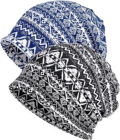 img 4 attached to Qunson Womens Printed Slouchy Beanie