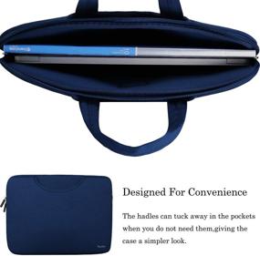 img 2 attached to 🔵 Durable Slim Laptop Bag 15.6 Inch with Two Additional Pockets, Protective Case for Notebook Computer Ultrabook, Dark Blue - Collapsible Carrying Handles