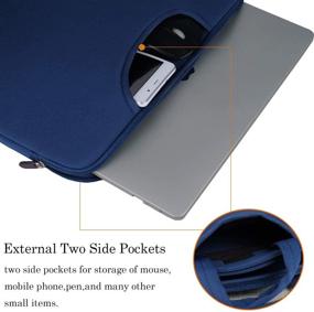 img 3 attached to 🔵 Durable Slim Laptop Bag 15.6 Inch with Two Additional Pockets, Protective Case for Notebook Computer Ultrabook, Dark Blue - Collapsible Carrying Handles