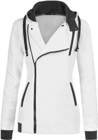 img 4 attached to 👚 Oblique Zipper Slim Fit Hoodie Jacket for Women by DJT