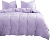 🌸 wake in cloud - lilac cotton duvet cover set, 100% cotton queen size bedding, soft solid plain color light purple lavender, zipper closure and corner ties (3pcs) logo