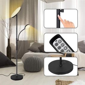 img 3 attached to 🌟 Dimmable LED Floor Lamp for Living Room - Bright 27W/2000LM Main Light and 7W/350LM Side Reading Lamp - Adjustable 3 Colors (3000K/4500K/6000K) - Tall Lamp with Remote & Touch Control