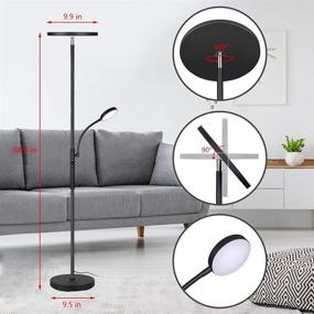 img 4 attached to 🌟 Dimmable LED Floor Lamp for Living Room - Bright 27W/2000LM Main Light and 7W/350LM Side Reading Lamp - Adjustable 3 Colors (3000K/4500K/6000K) - Tall Lamp with Remote & Touch Control